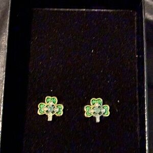 The Franklin Mint Irish Blessings Cross Gold Shamrock Earrings